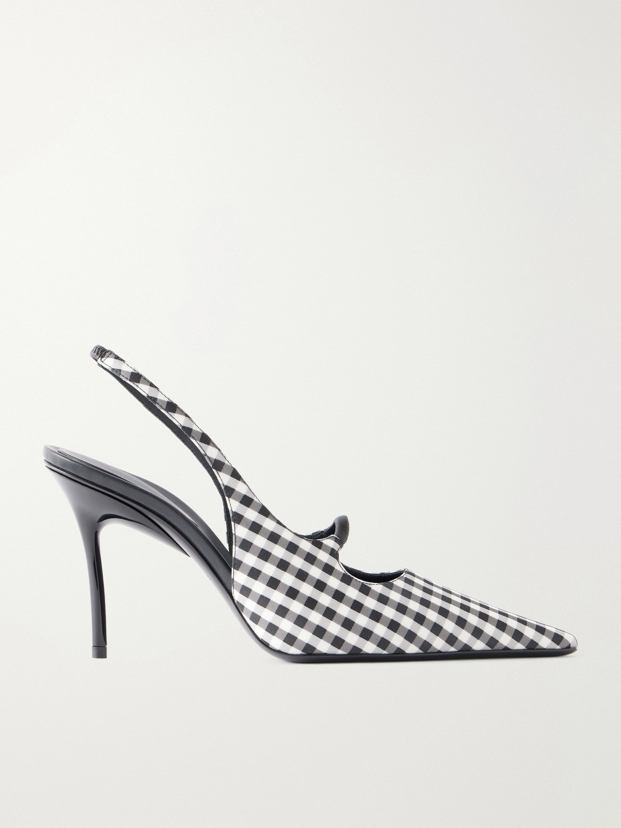 Alaïa - 90 Checked Leather-Trimmed Canvas Slingback