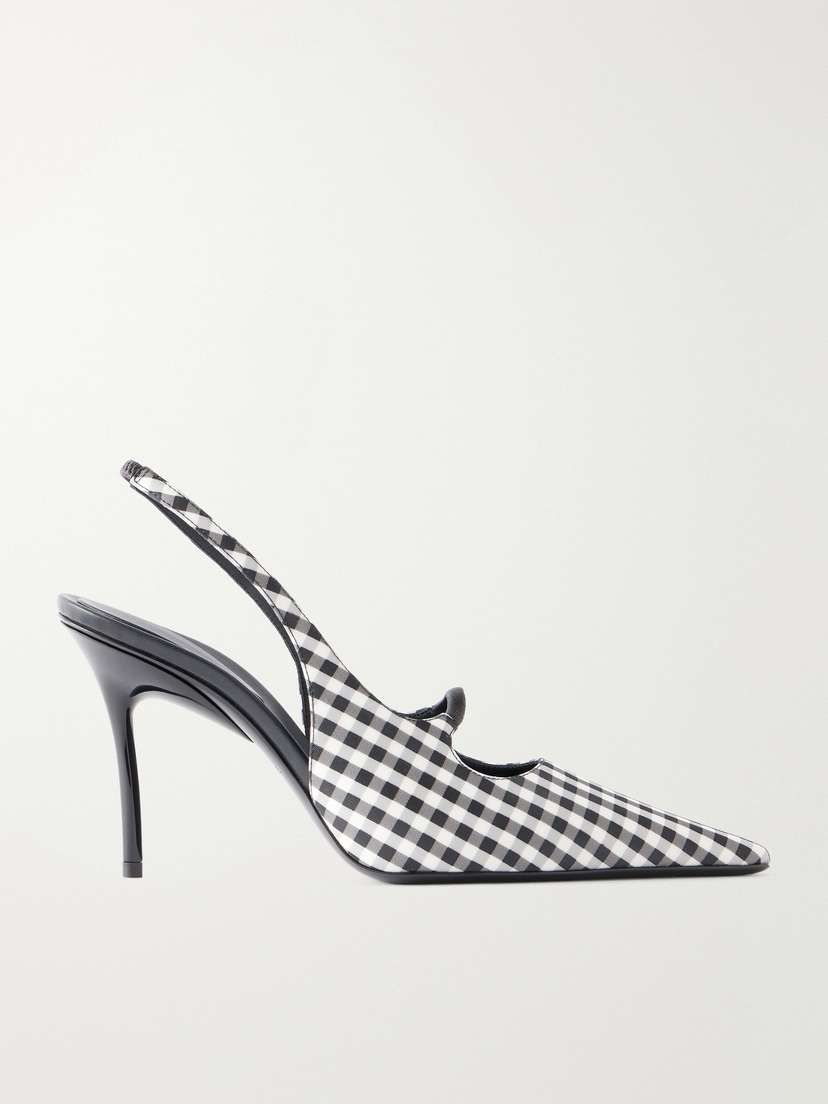 Alaïa 90 Checked Leather-trimmed Canvas Slingback Pumps | Thumbnail 6