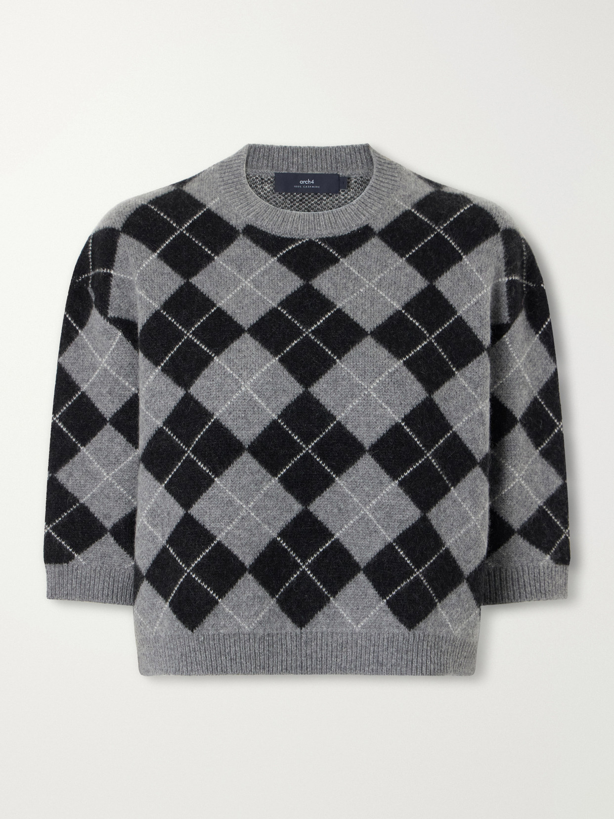 Arch4 Karlie Checked Cashmere Sweater In Gray