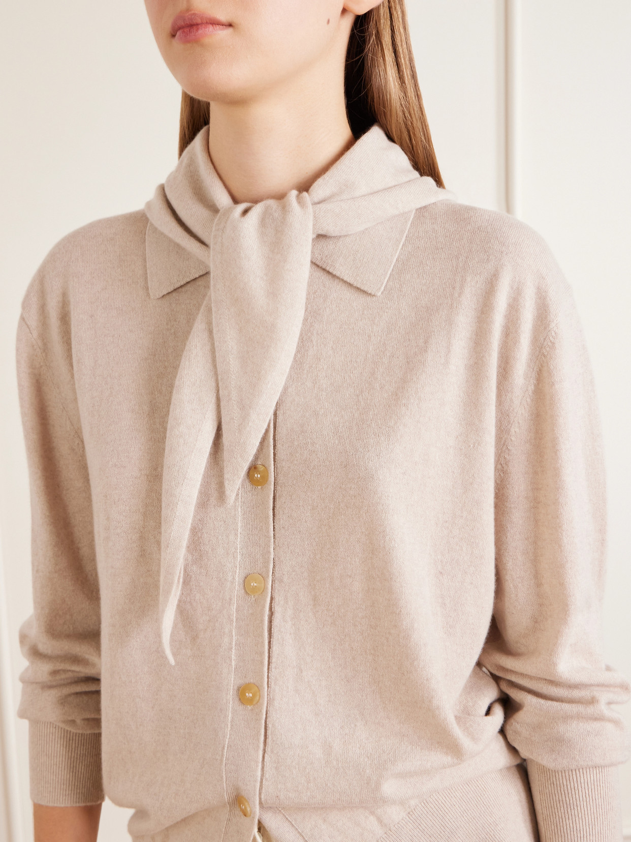 Scarf-Detailed Cashmere Sweater