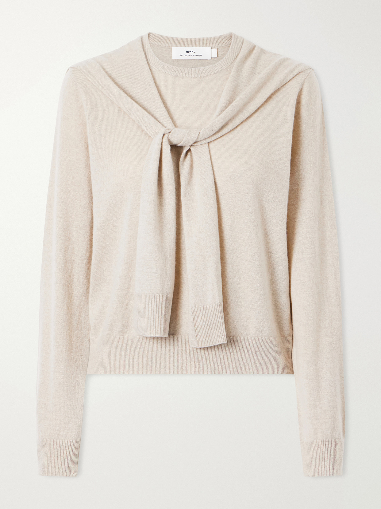 Arch4 Eldergrove Tie-detailed Cashmere Sweater In Neutrals