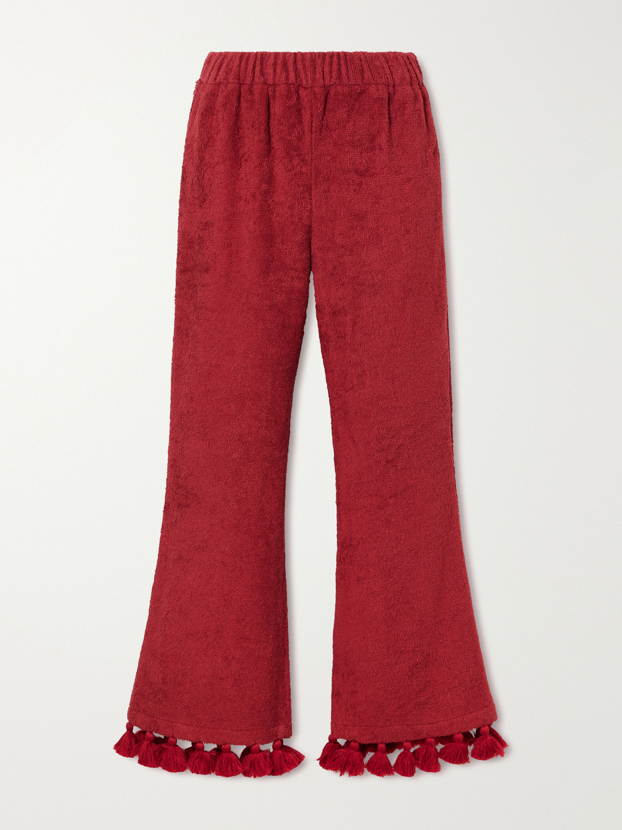 Cap D’antibes Morgane Cotton-terry Straight-leg Pants In Burgundy