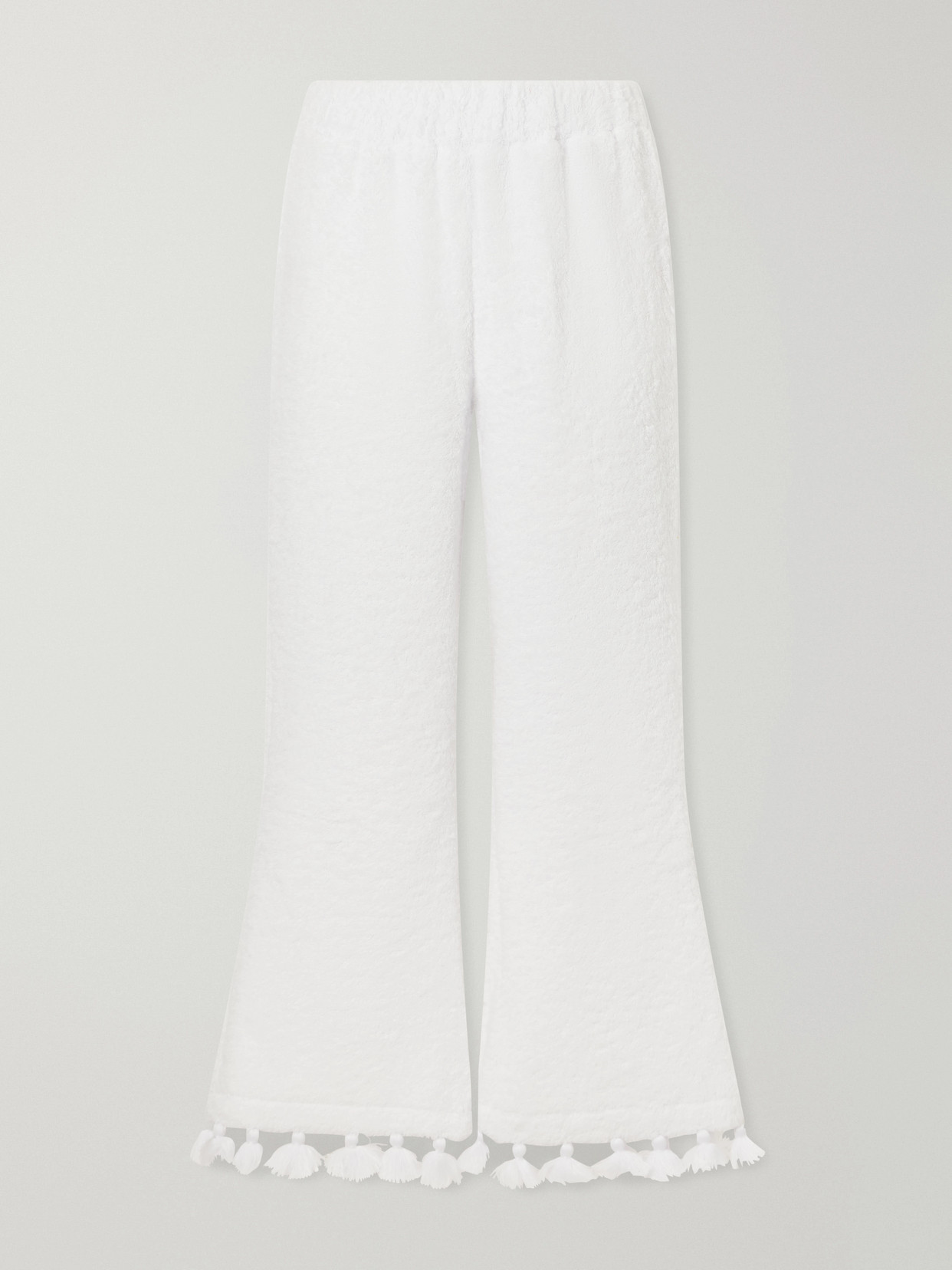 Cap D’antibes Morgane Cotton-terry Straight-leg Pants In White