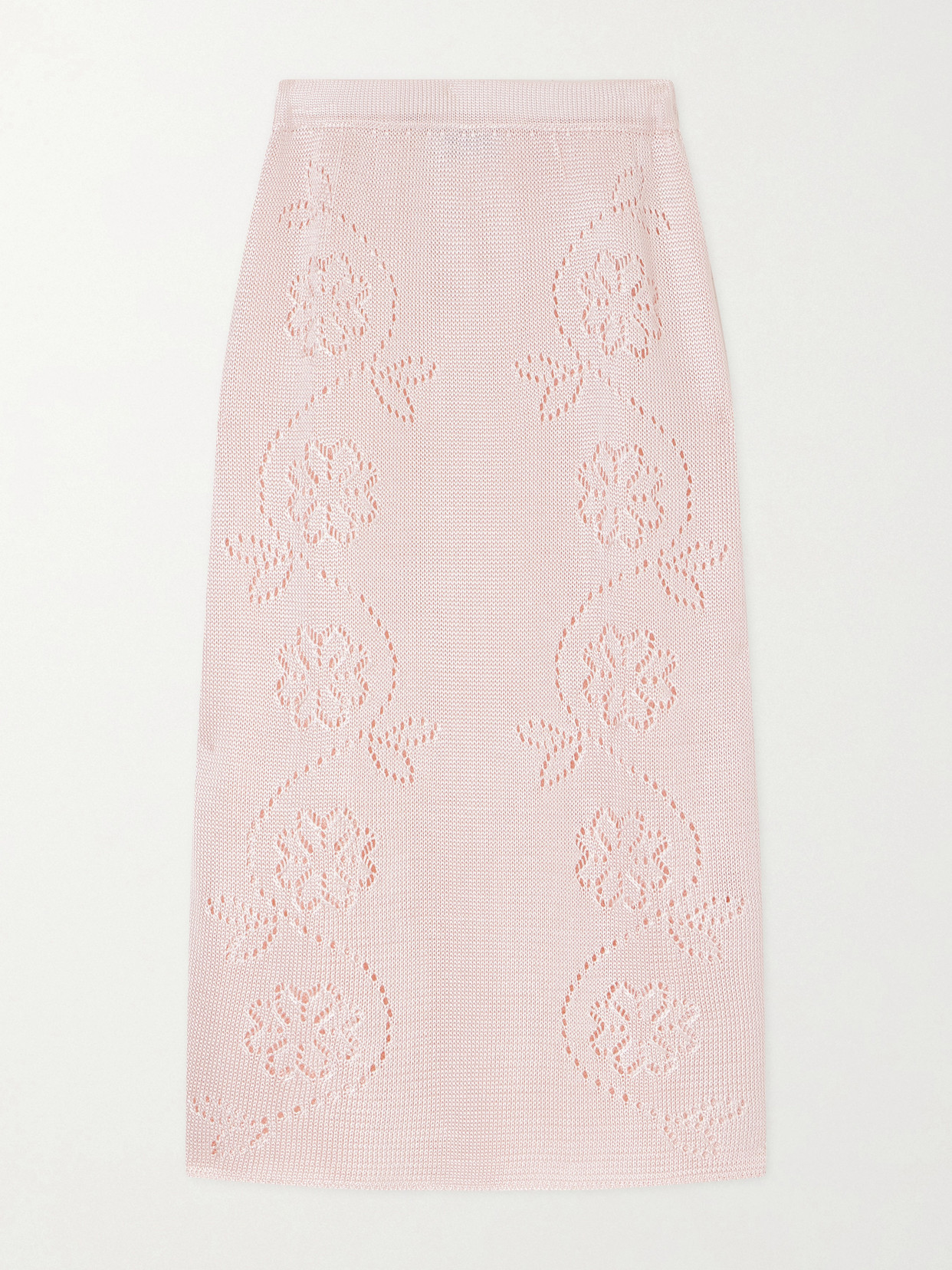 Calle Del Mar Embroidered Knitted Midi Skirt In Burgundy