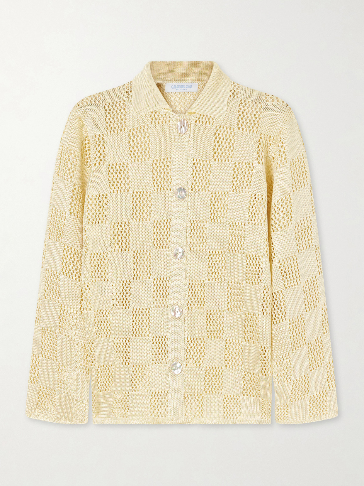 Calle Del Mar Checked Woven Cardigan In Neutral
