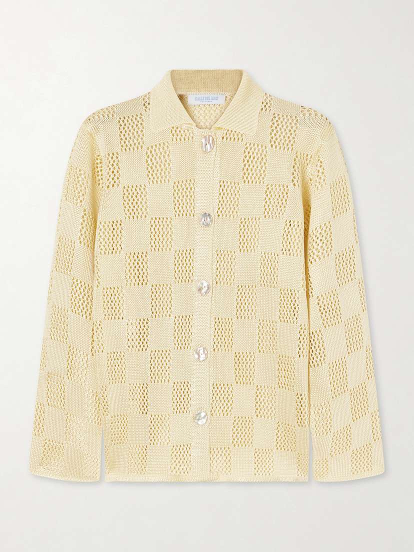 Calle Del Mar Checked Woven Cardigan