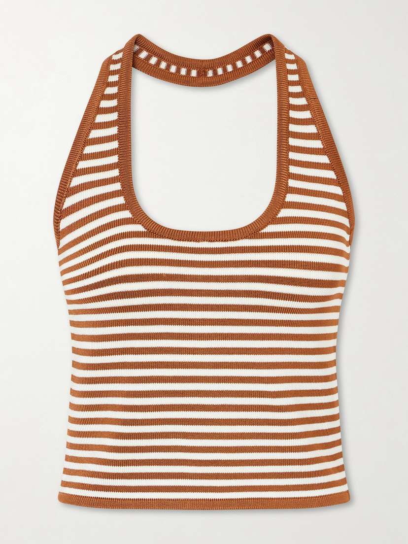 Calle Del Mar Halterneck Striped Knitted Top - Women's Clothing