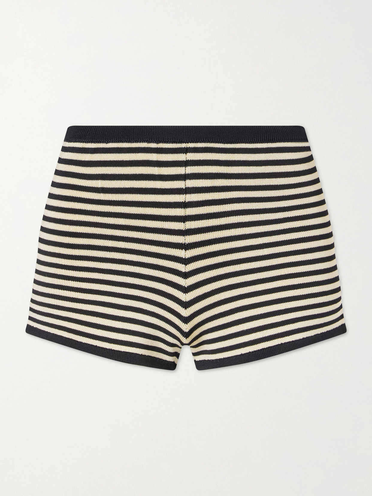 Calle Del Mar Striped Stretch-knit Shorts In Gold