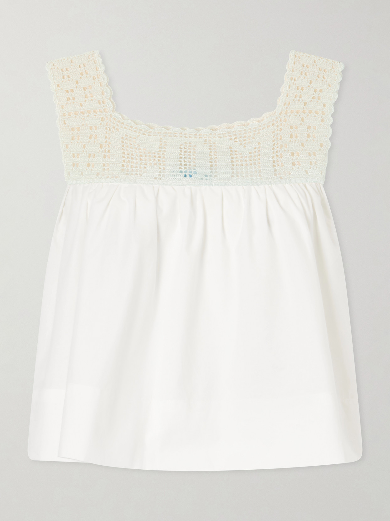 Heirloom Lace-Trimmed Cotton-Poplin Top