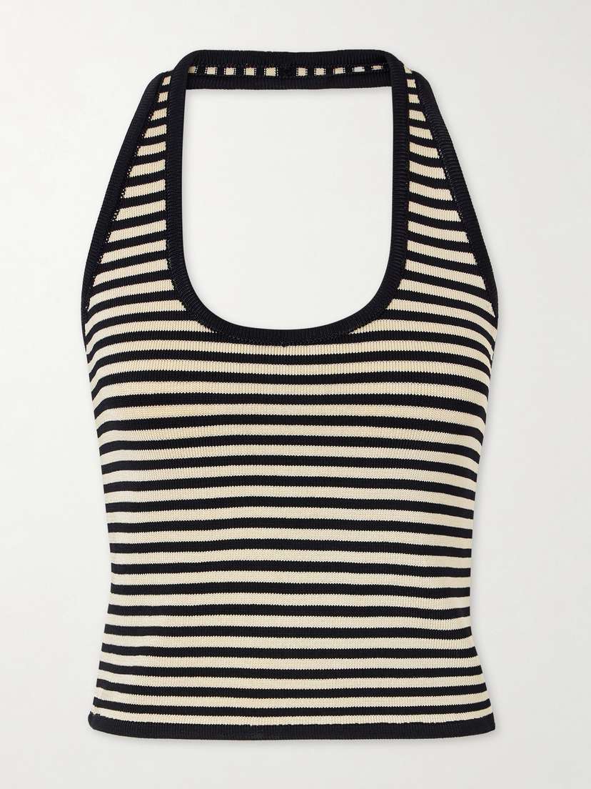 Calle Del Mar Halterneck Striped Knitted Top