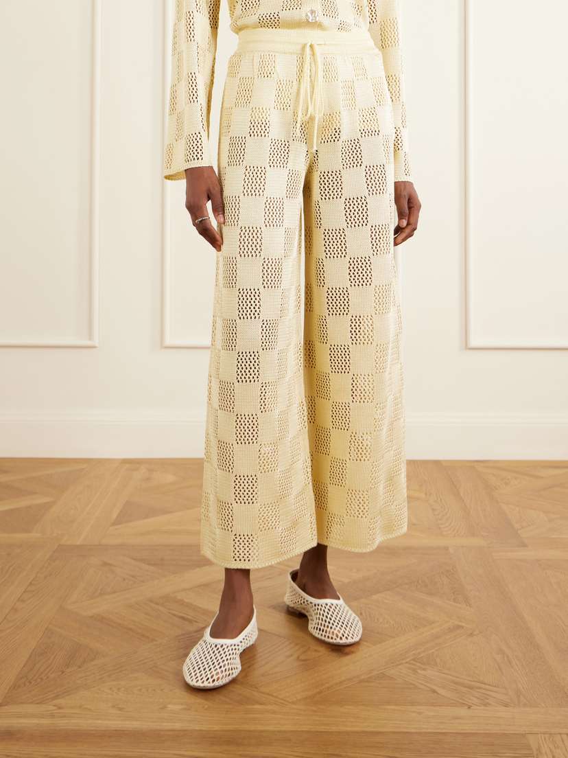 Calle Del Mar Checked Woven Wide-leg Pants | Thumbnail 3