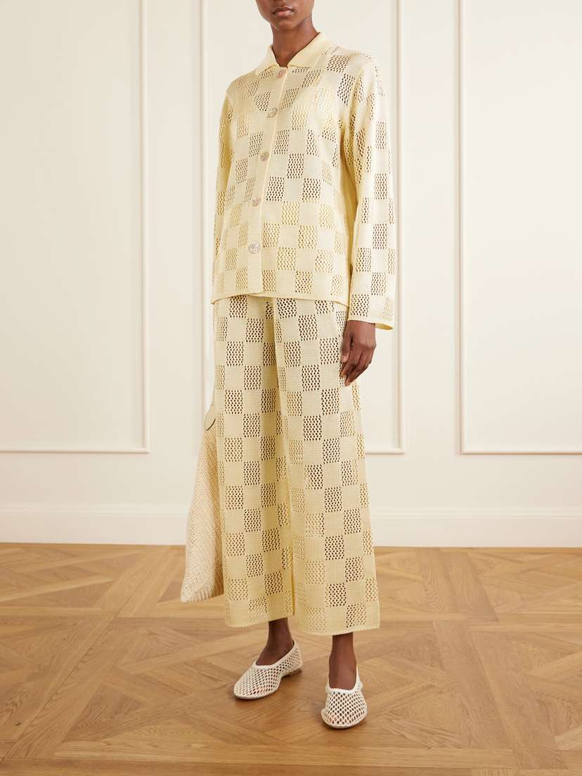 Calle Del Mar Checked Woven Wide-leg Pants | Thumbnail 2