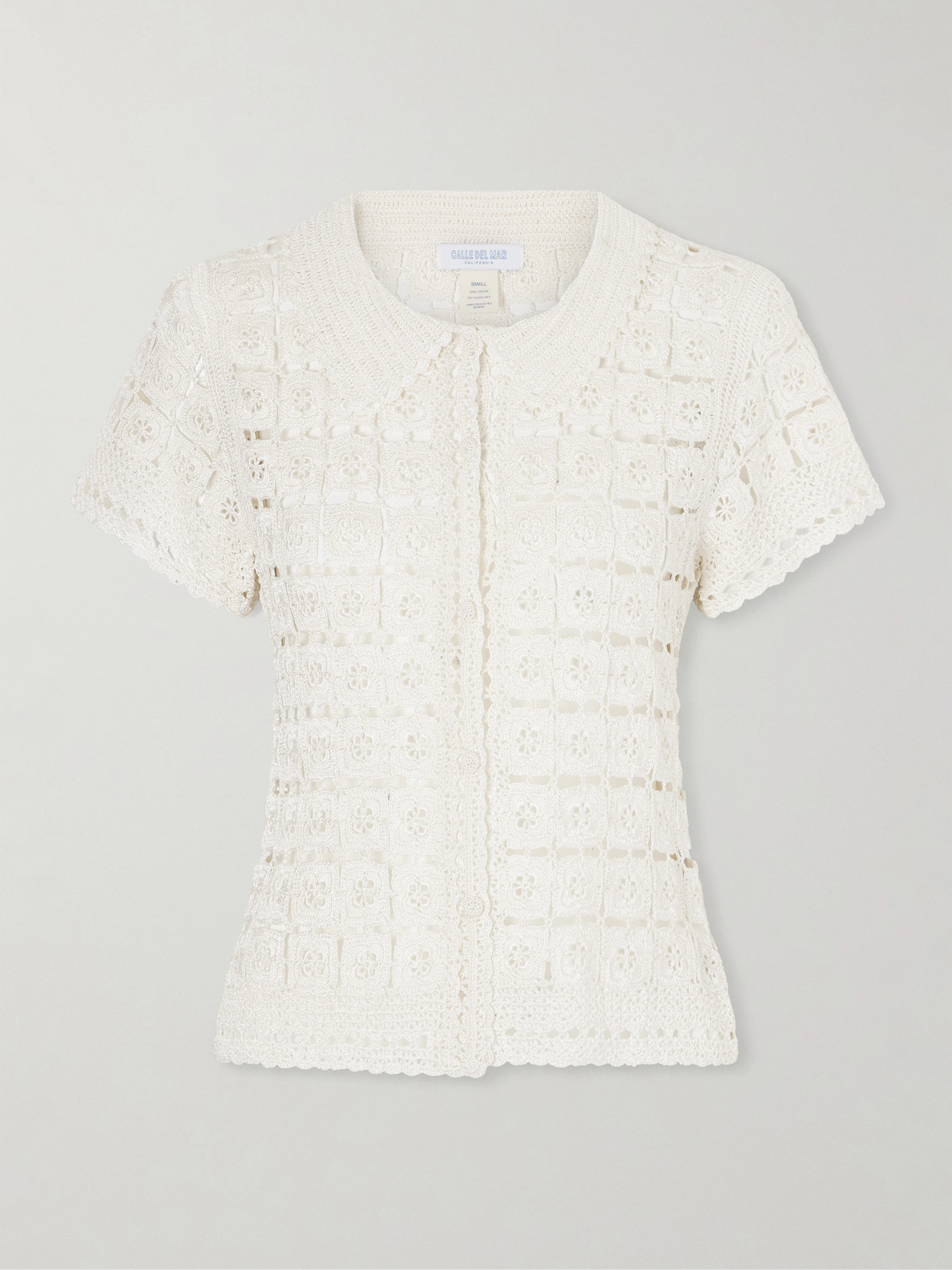 Calle Del Mar Crocheted Shirt In White