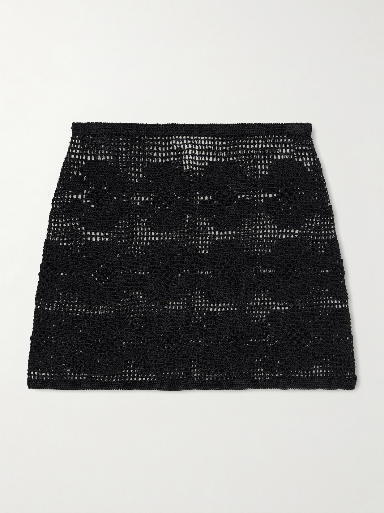 Calle Del Mar Daisy Chain Crocheted Mini Skirt In Black