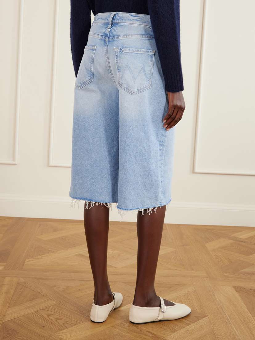 Mother The Whole Lot Zip Fray Low-rise Wide-leg Denim Shorts | Thumbnail 3