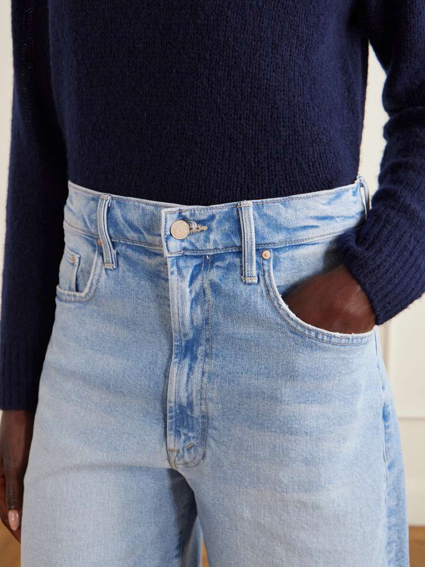 Mother The Whole Lot Zip Fray Low-rise Wide-leg Denim Shorts | Thumbnail 4