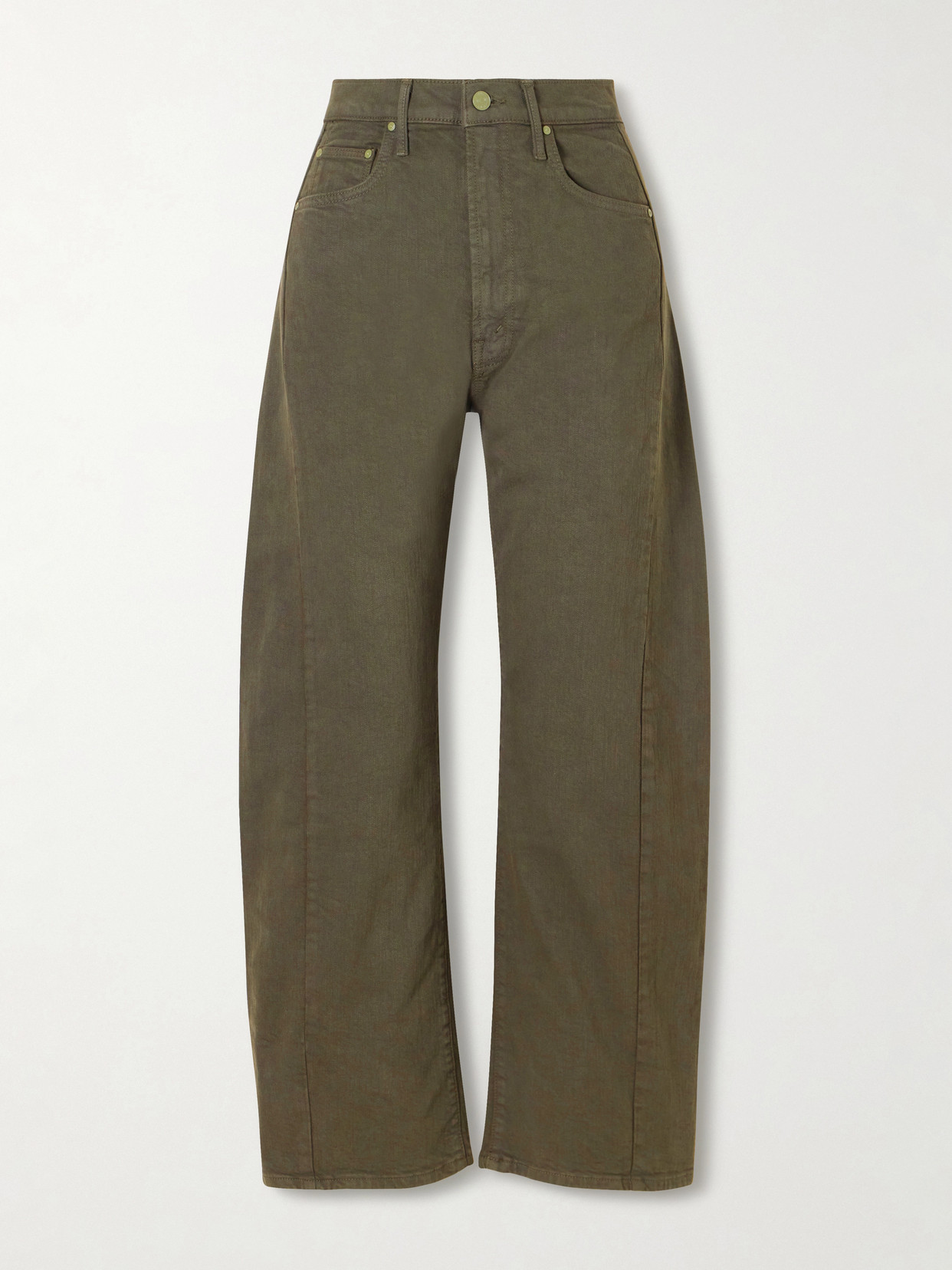 Mother The Half Pipe Flood High-rise Wide-leg Jeans In Green