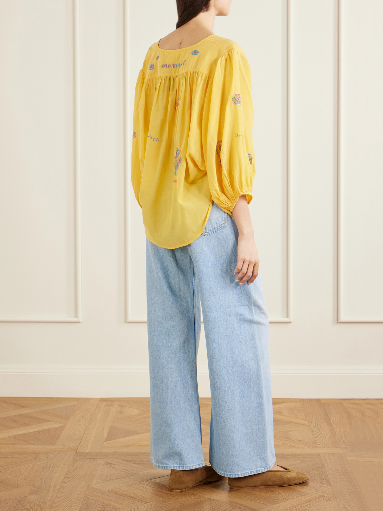 The Breeze Embroidered Cotton-Blend Voile Blouse