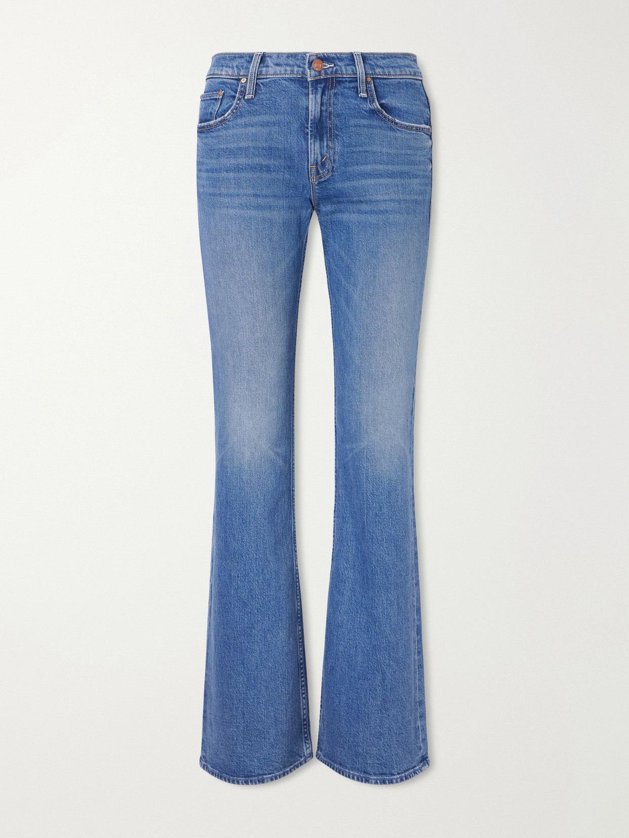 Mother The Jinx Heel Low-rise Flared Jeans In Blue