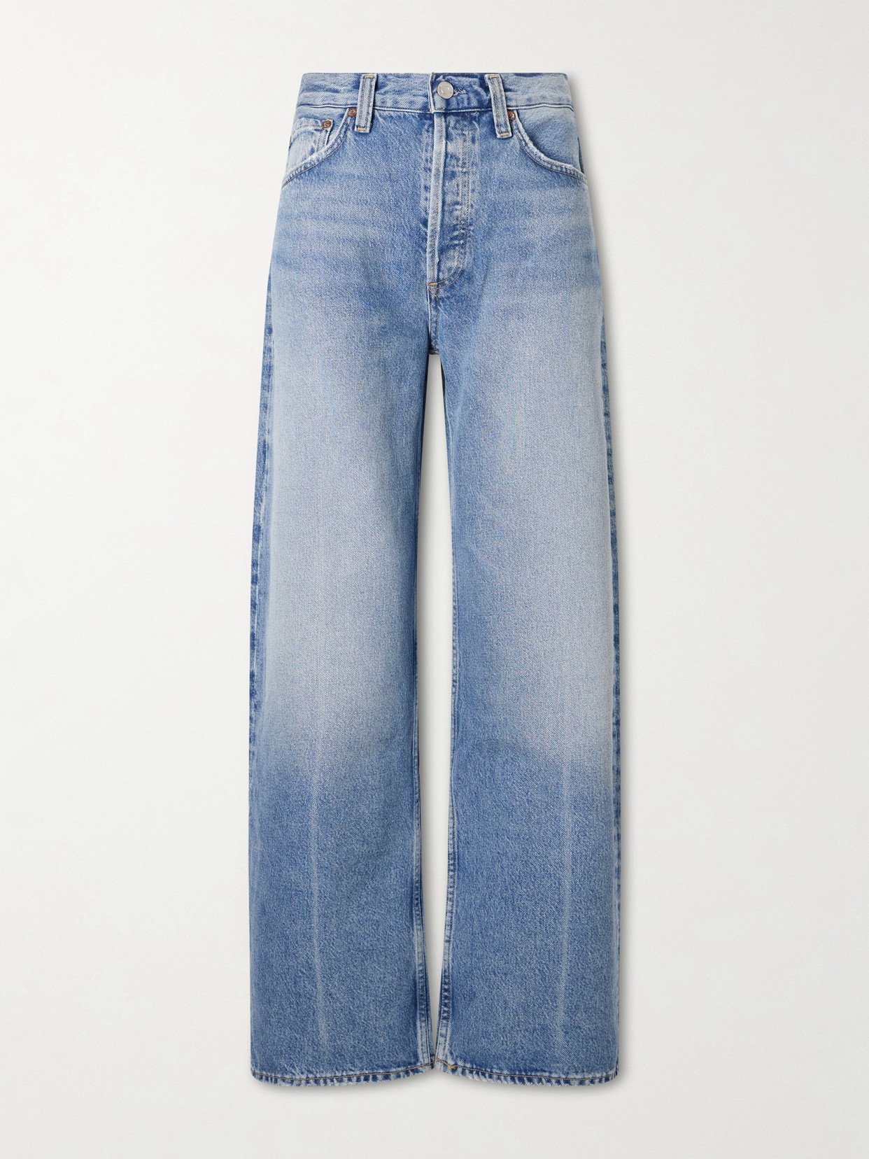 Agolde Arc Mid-rise Wide-leg Jeans In Blue