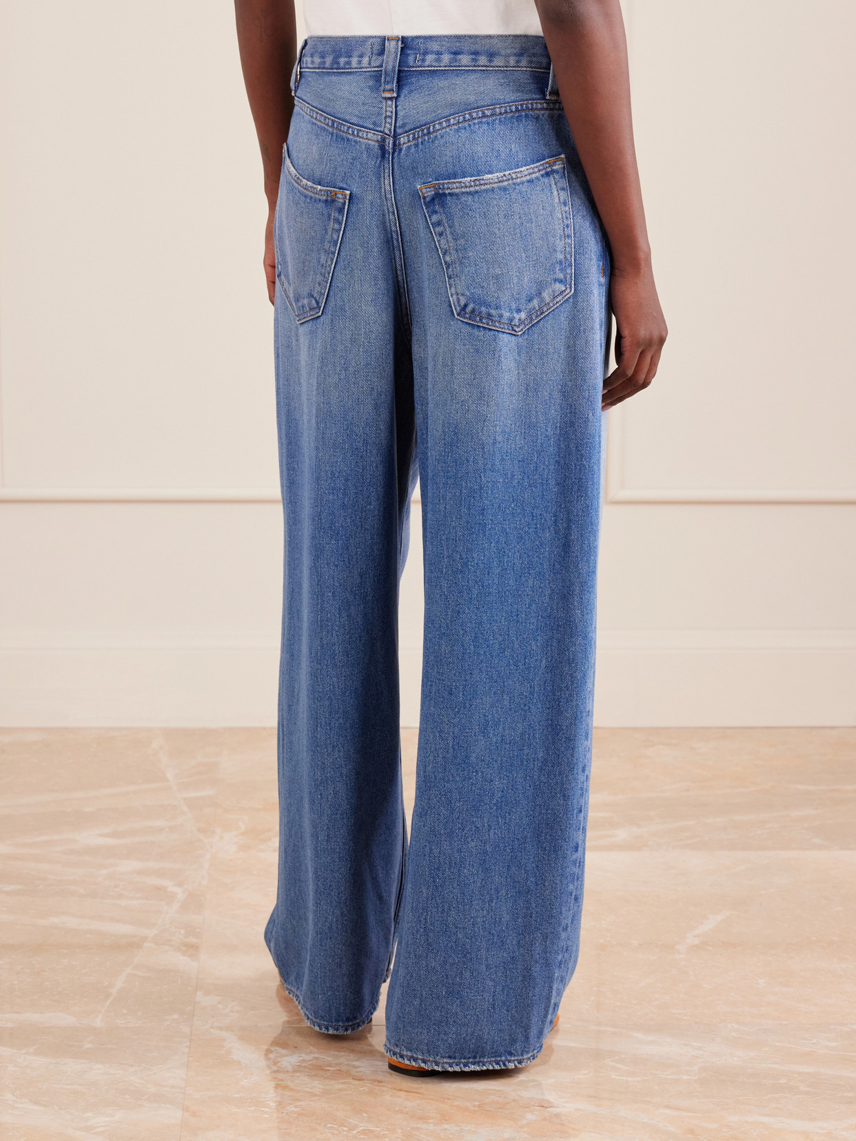 Agolde Rounded Mid-rise Wide-leg Pants In Multi