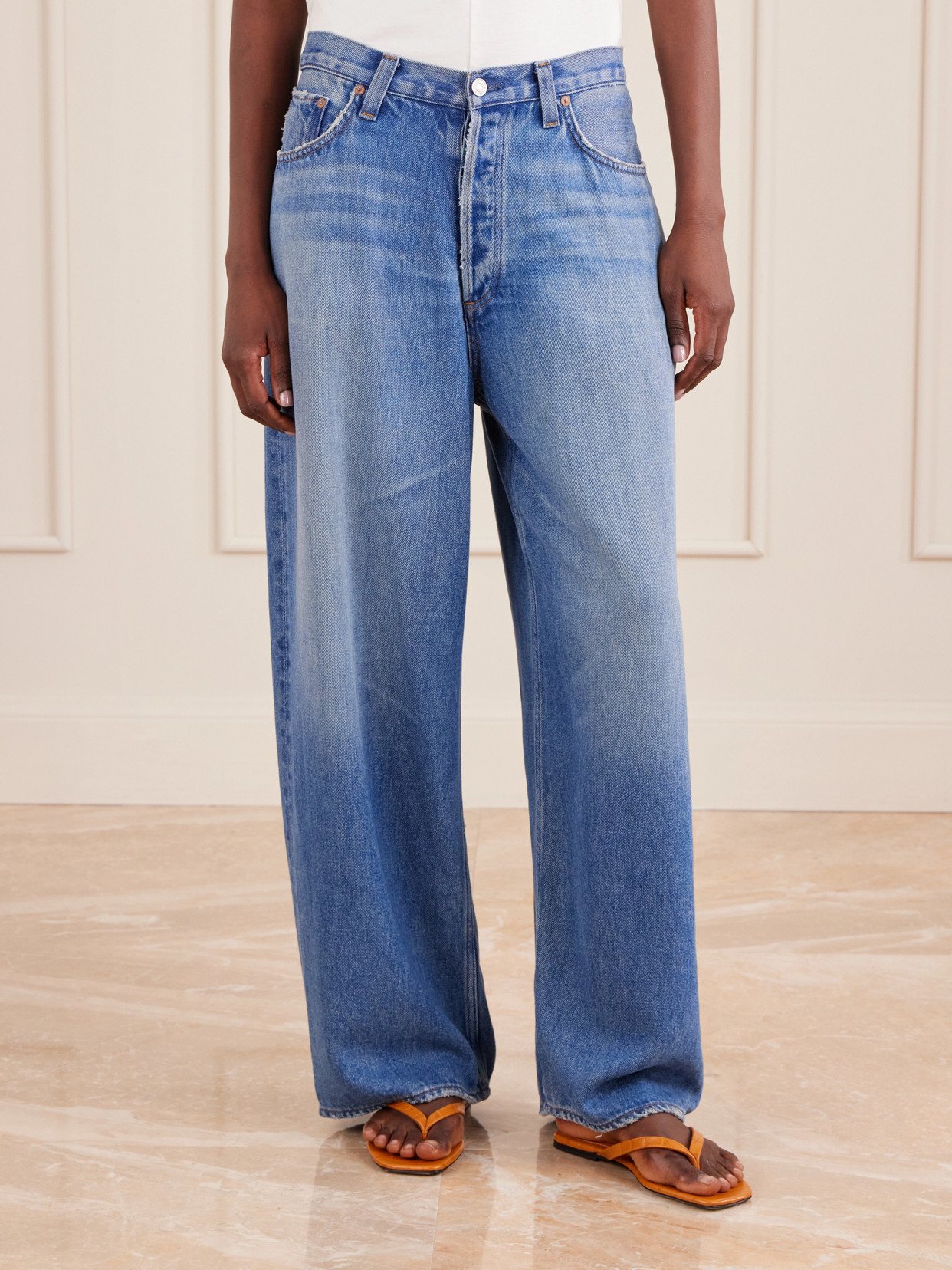 Agolde Rounded Mid-rise Wide-leg Pants In Multi