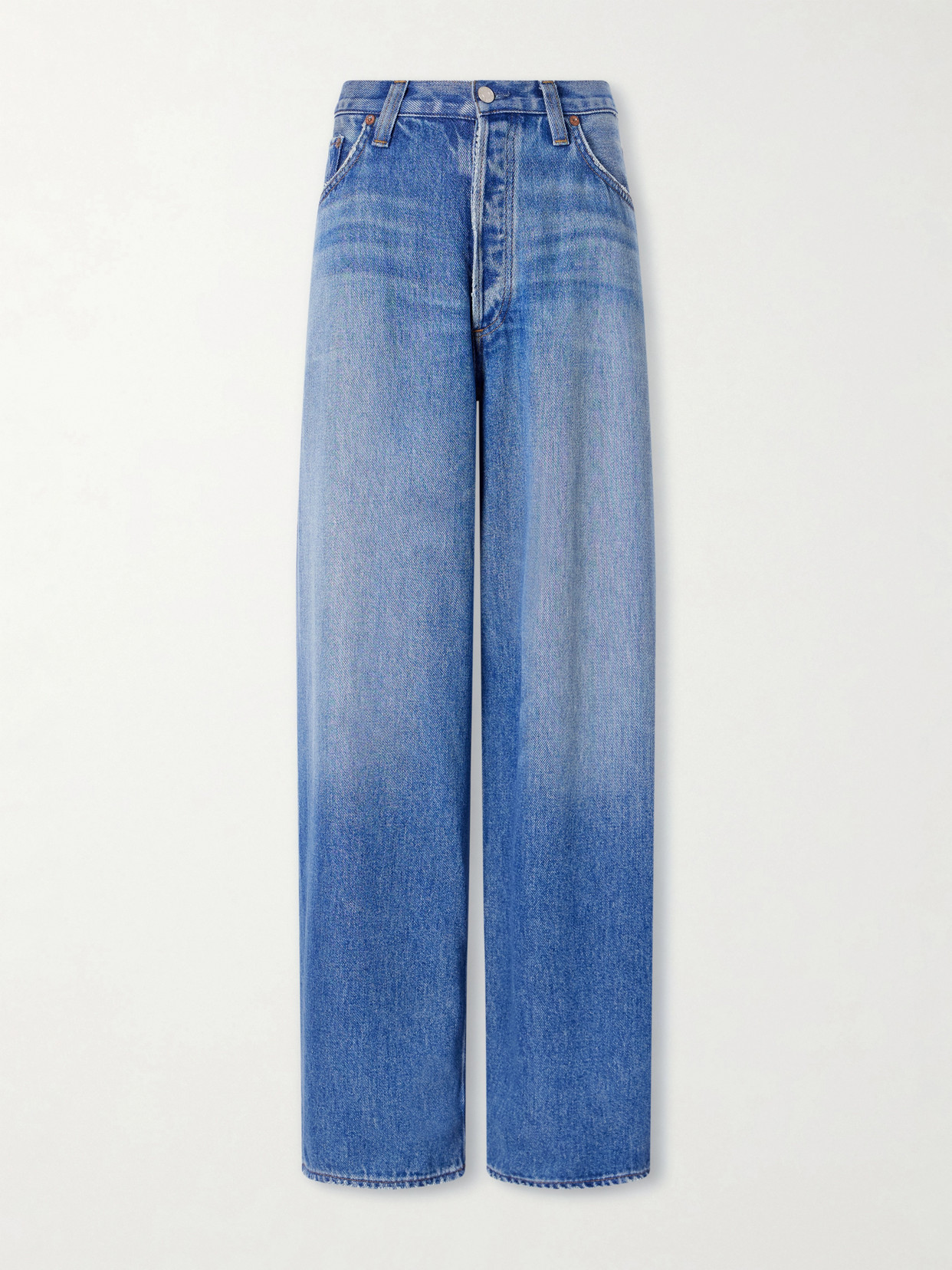 Agolde Rounded Mid-rise Wide-leg Pants In Multi