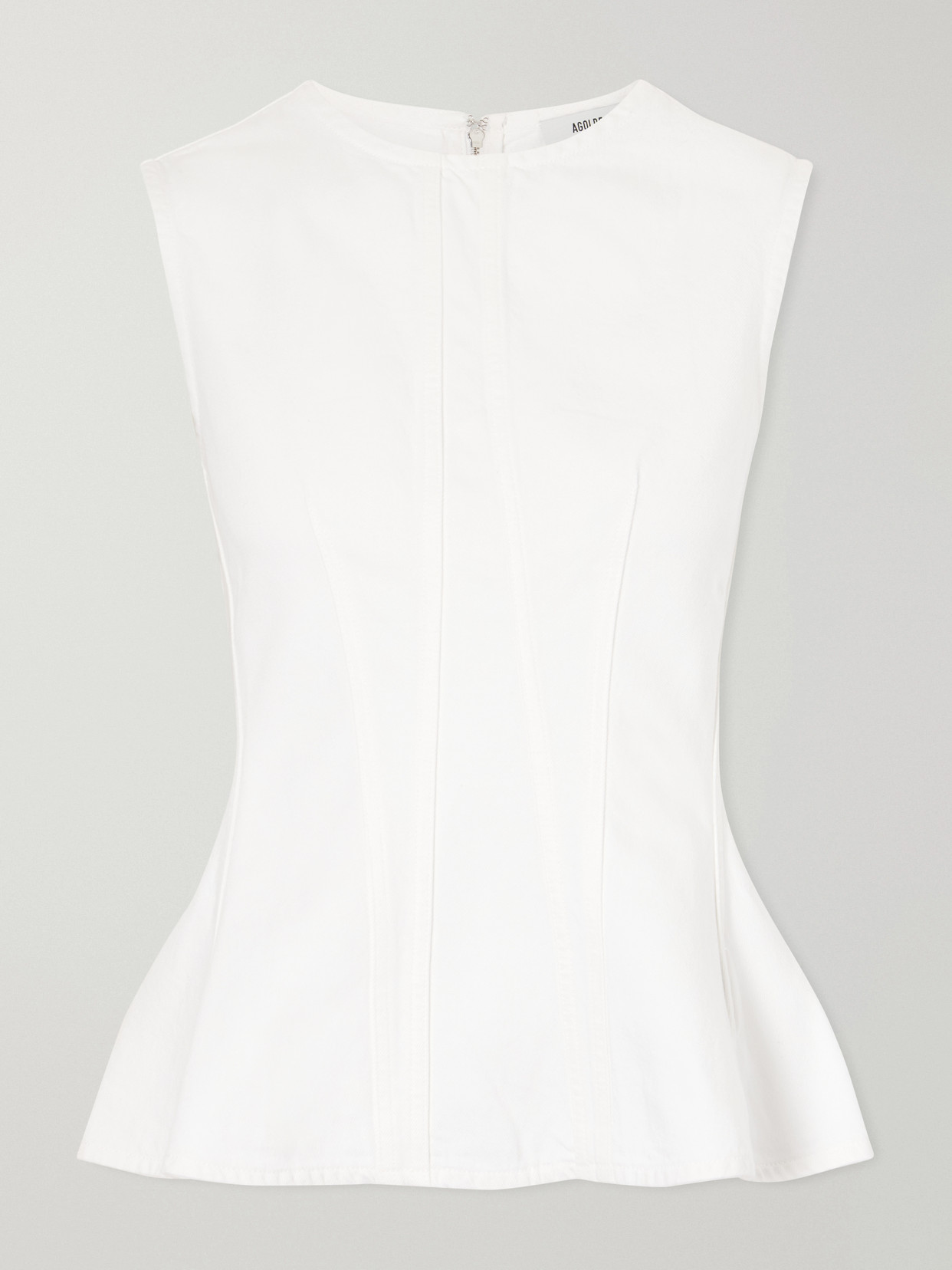 Agolde Corbin Peplum-hem Denim Top In White