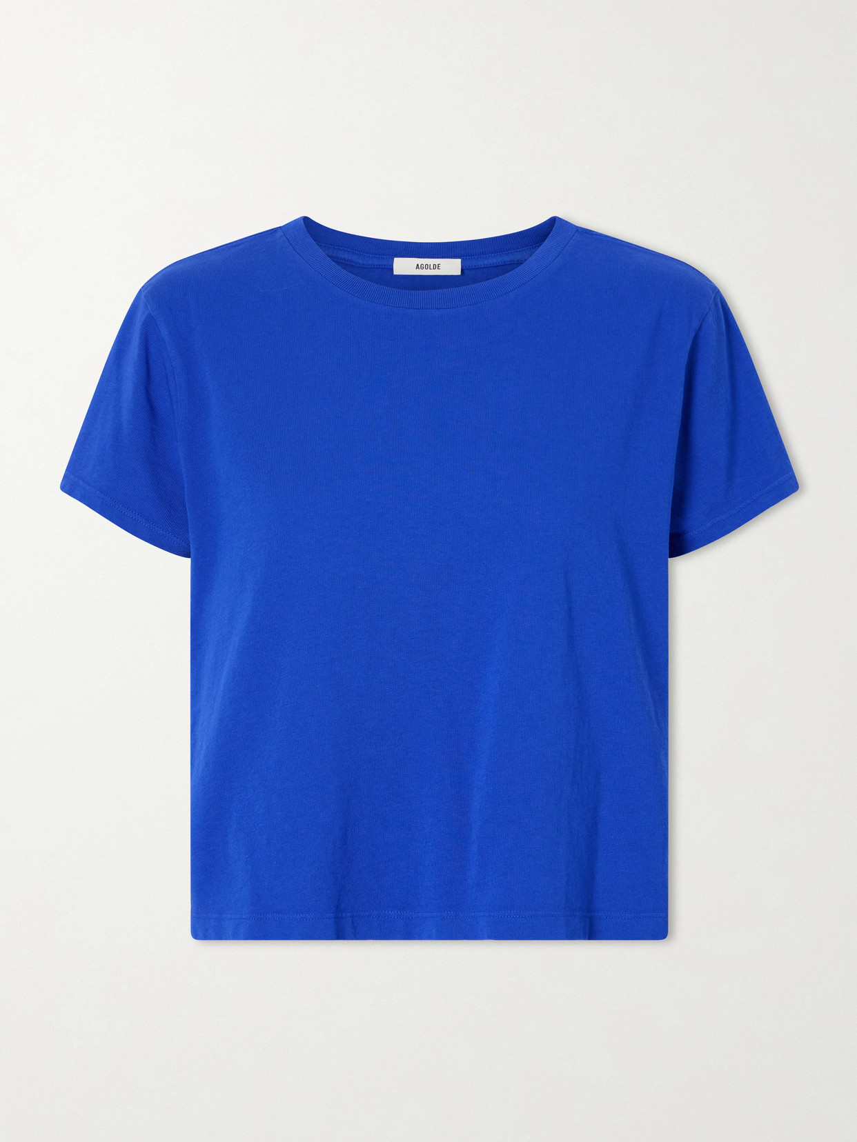 Agolde Adine Cropped Organic Cotton-jersey T-shirt In Blue