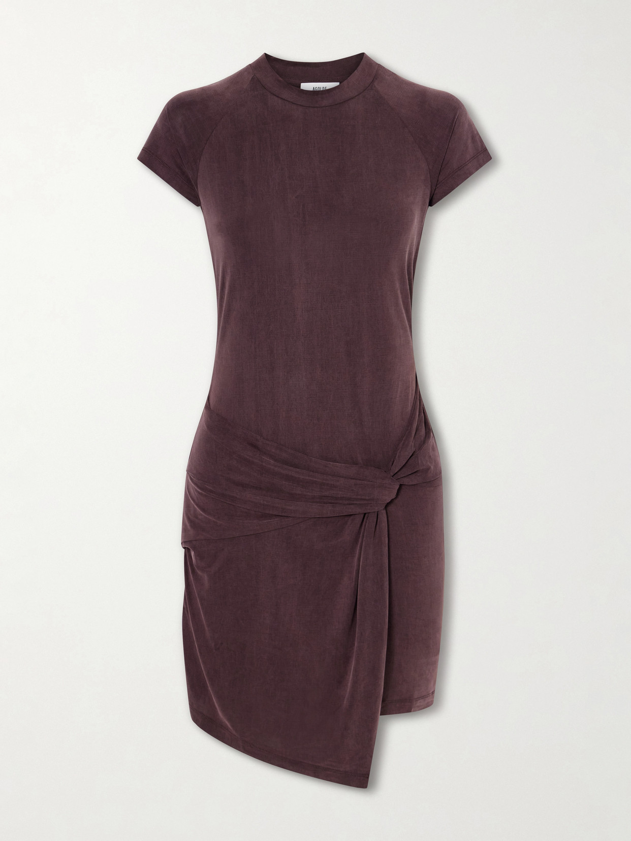 Agolde Draped Stretch-satin Mini Dress In Burgundy