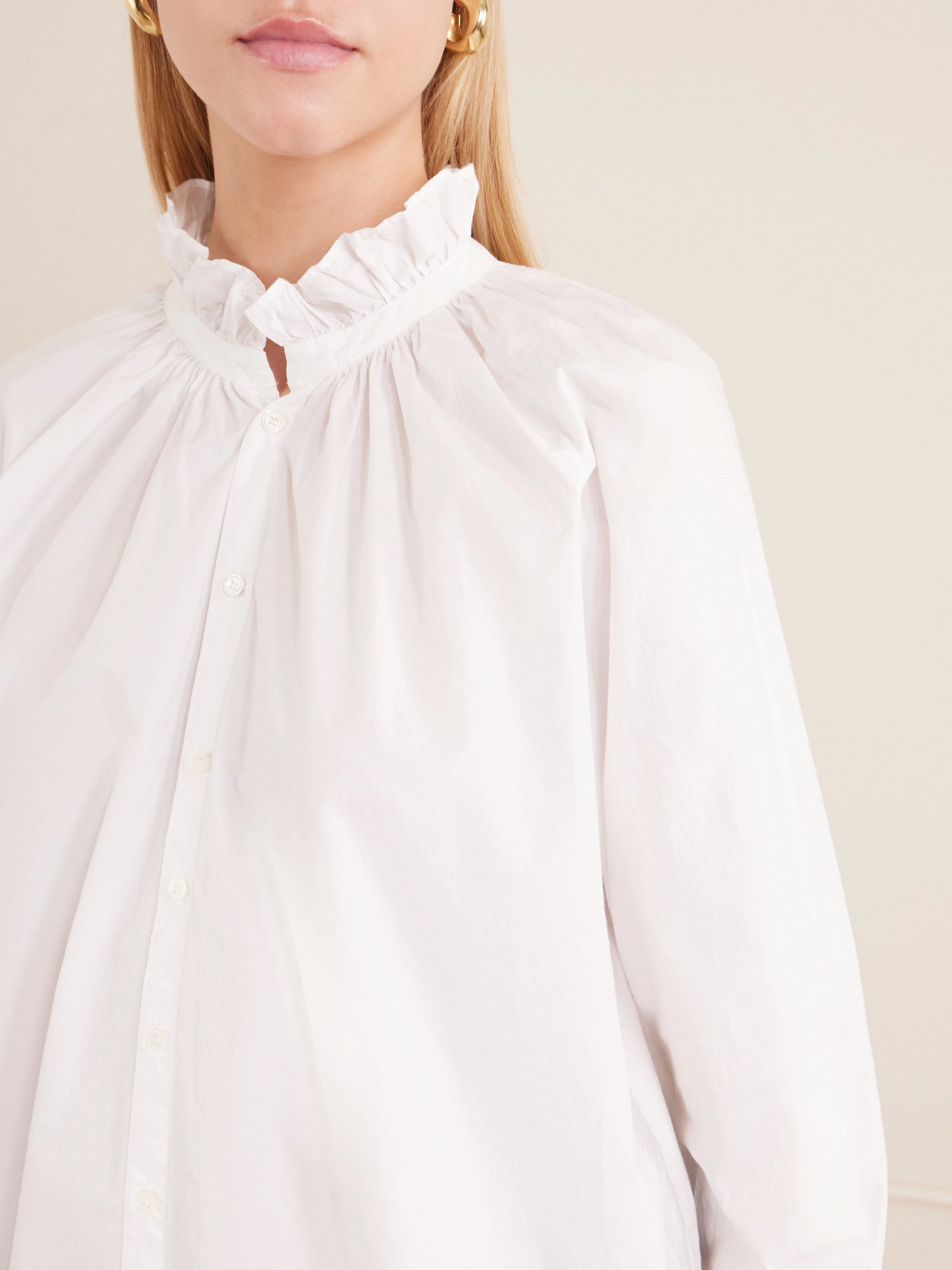 Loretta Ruched Cotton-Poplin Shirt