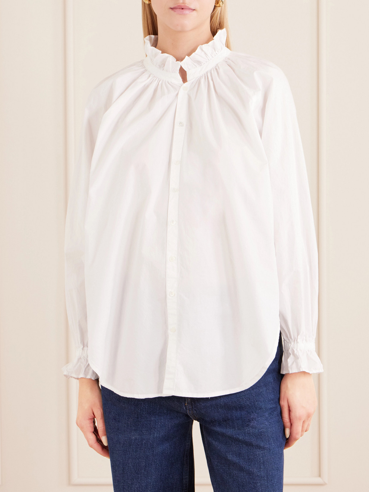 Loretta Ruched Cotton-Poplin Shirt