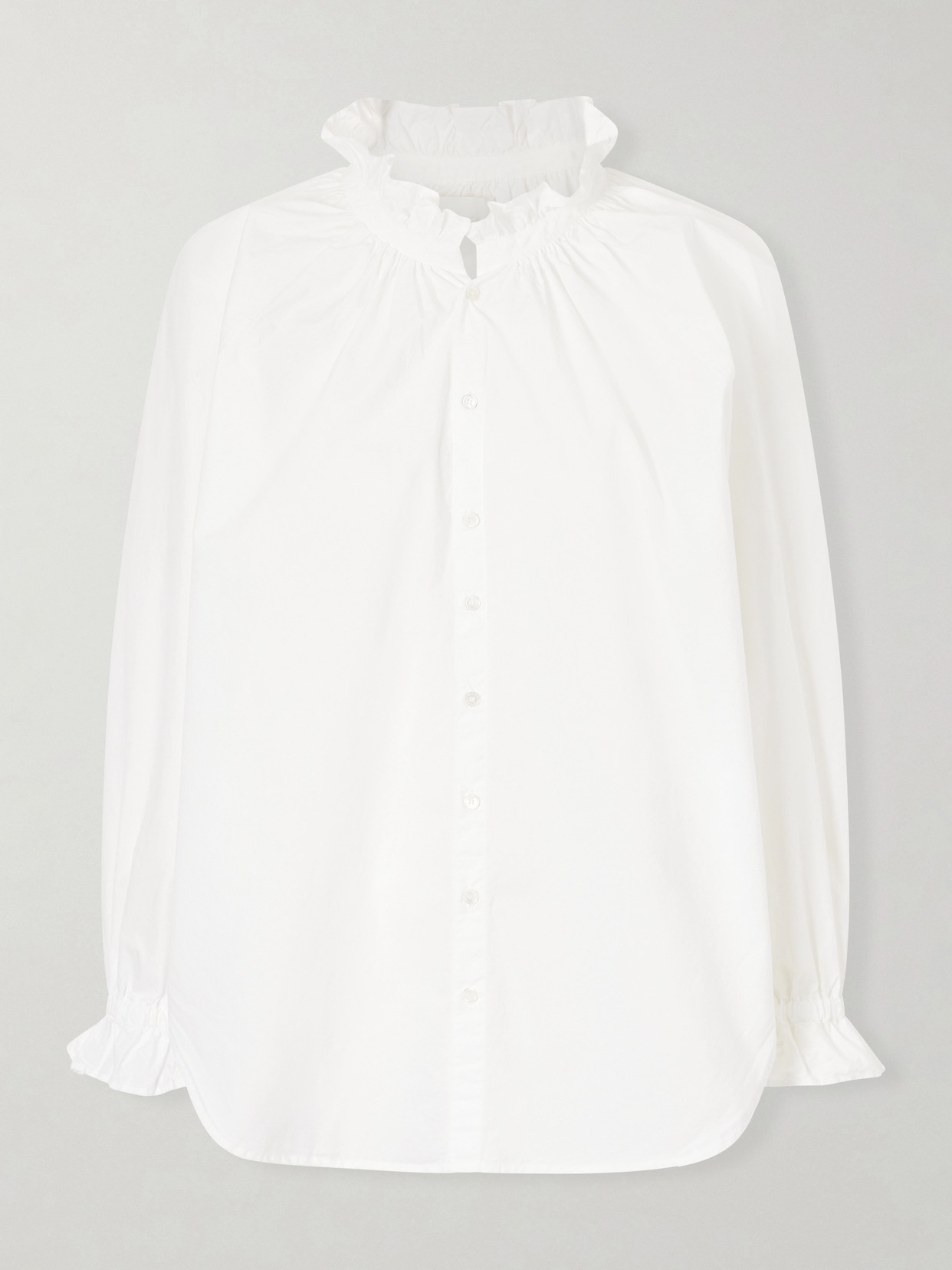 Loretta Ruched Cotton-Poplin Shirt