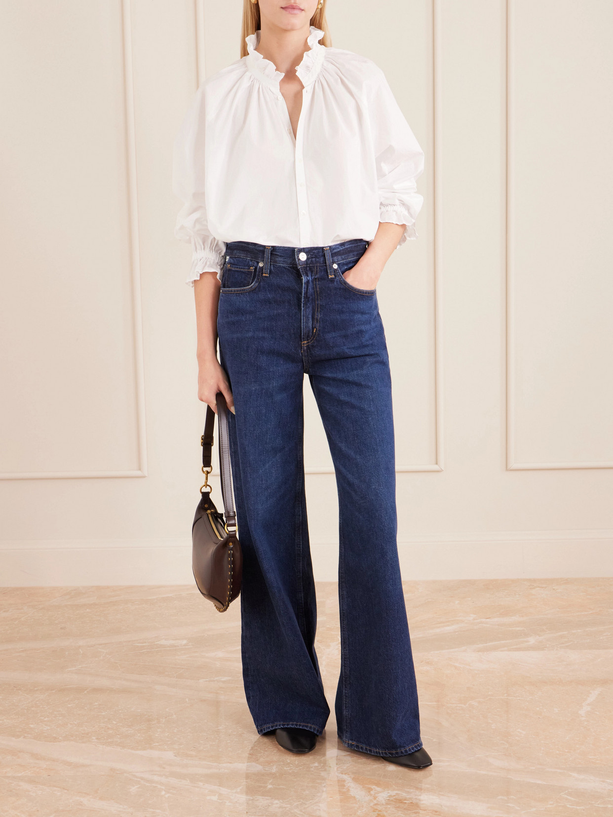Loretta Ruched Cotton-Poplin Shirt