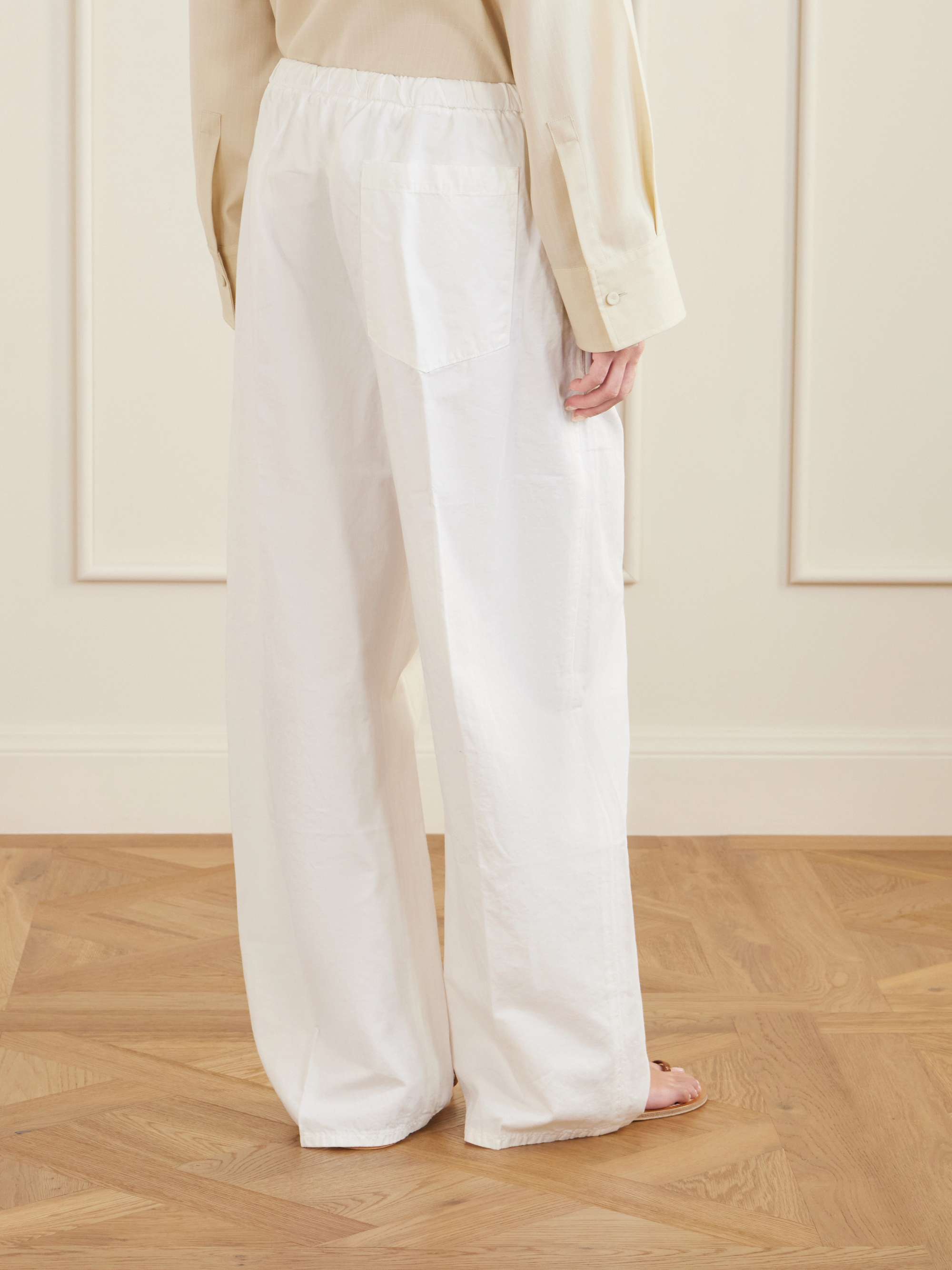 Citizens of Humanity Aurora cotton and linen-blend wide-leg pants - detail view in White