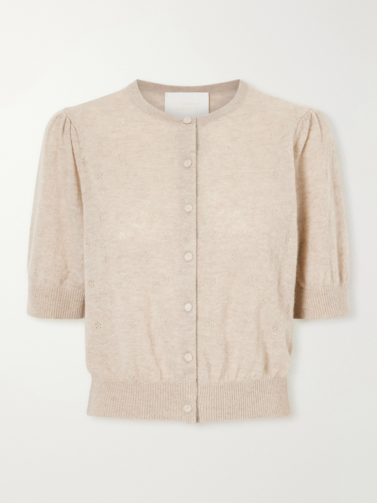 Citizen Of Humanity Raina Pointelle-knit Wool And Cashmere-blend Cardigan In Neutral