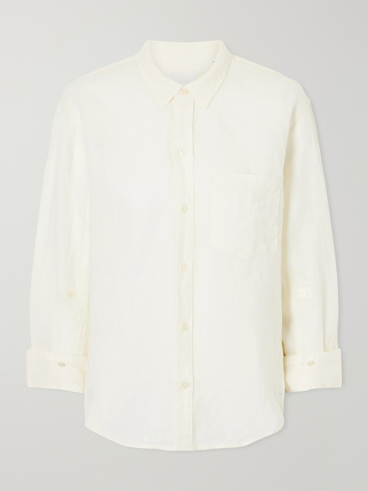 Citizen Of Humanity Kayla Shrunken Linen Shirt In Neutral