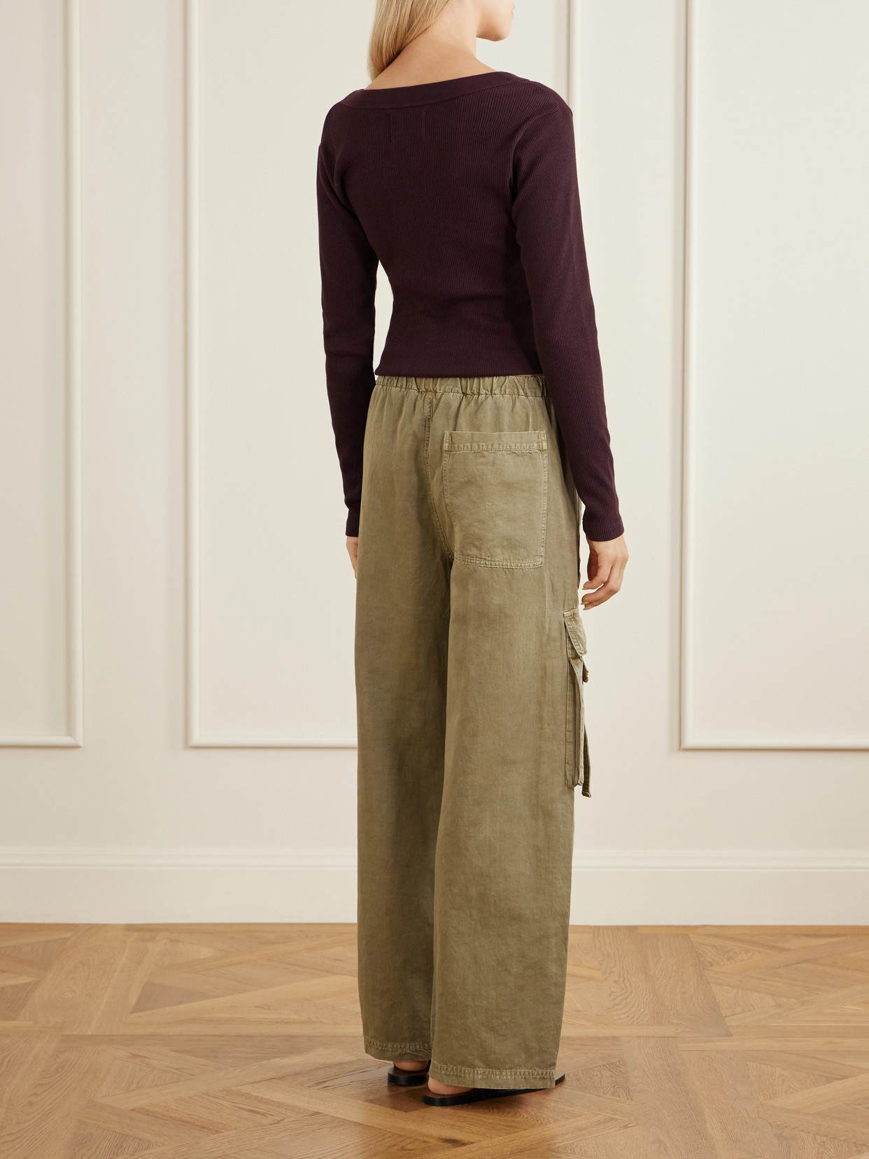 Citizen Of Humanity Womens Bezal (md Olv/grn) Andira Cotton And Linen Blend Cargo Trousers Xs In Gray