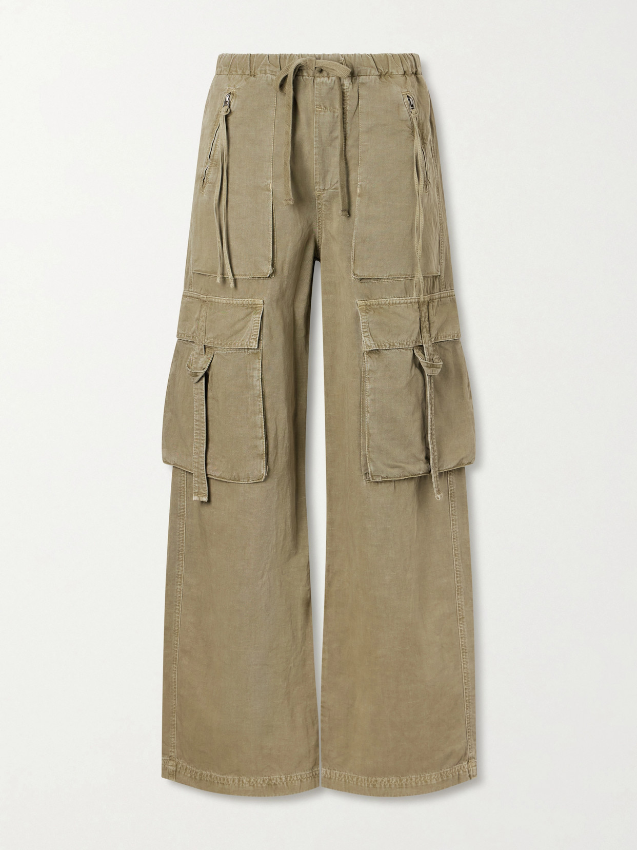 Citizen Of Humanity Andira Cotton And Linen Wide-leg Cargo Pants In Green