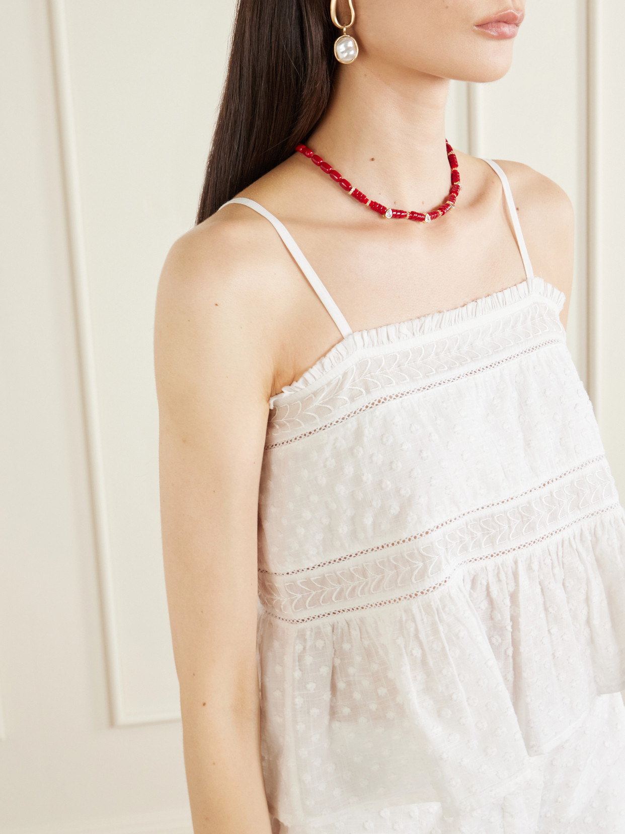 Saskia Embroidered Cotton-Voile Top