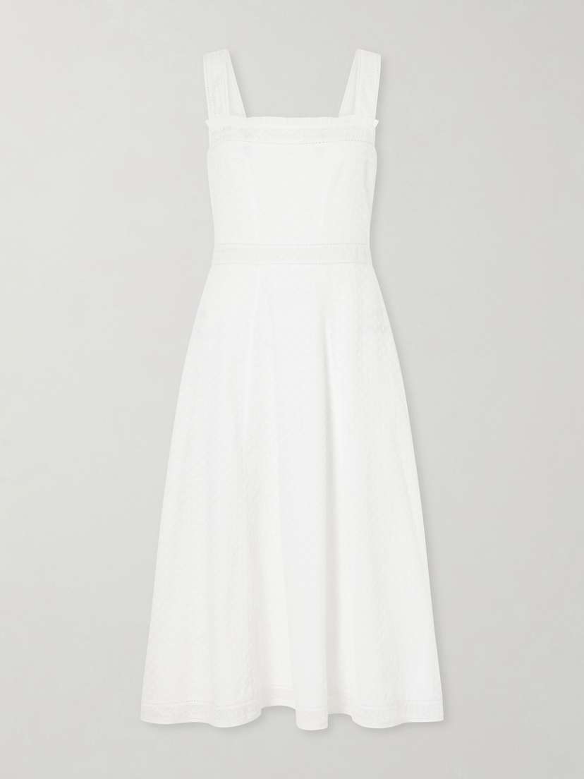 Thierry Colson Artemis Pleated Embroidered Cotton-bouclé Dress