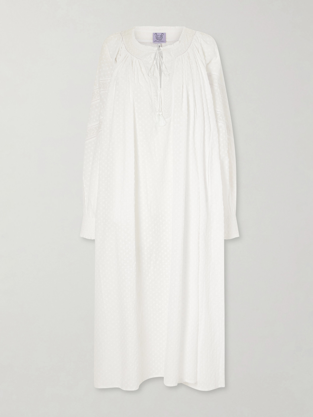 Thierry Colson Vladia Ruffled Embroidered Cotton Maxi Dress In White