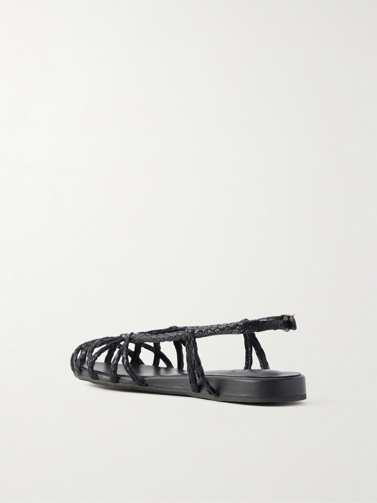 Kardia Leather-Trimmed Raffia Sandals