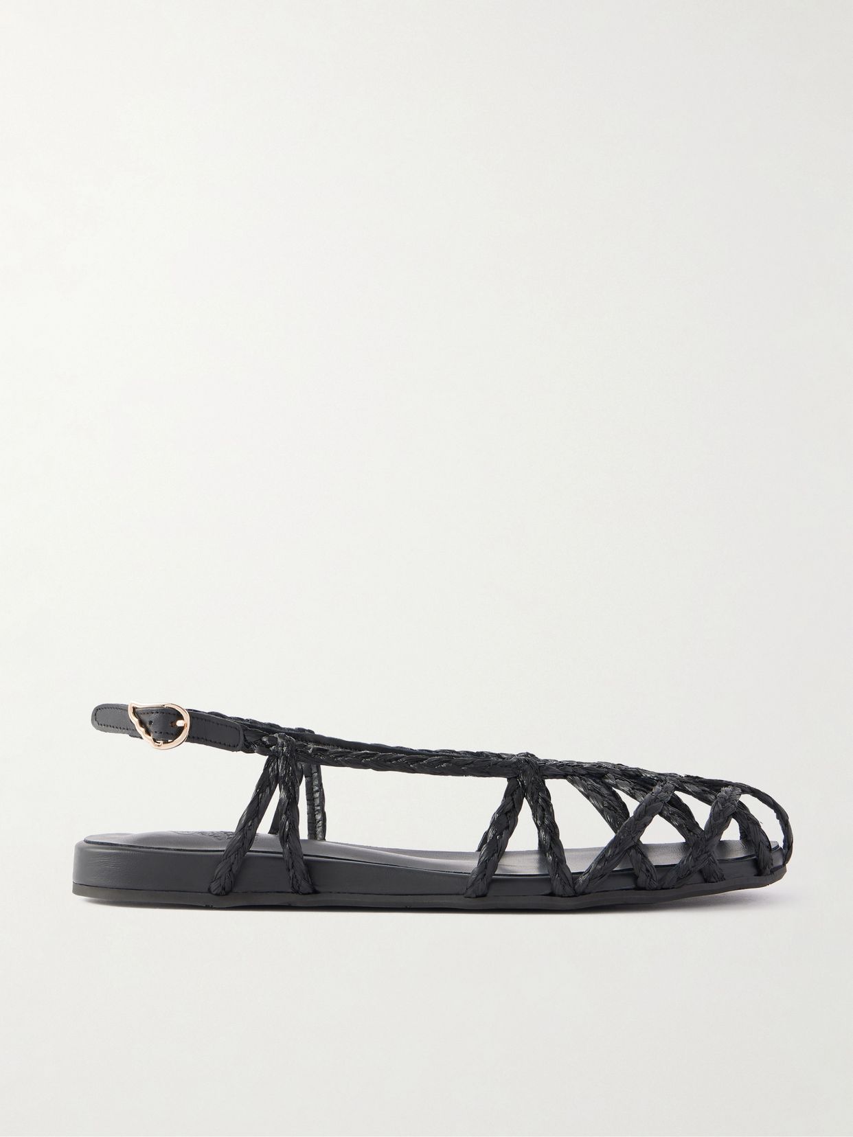 Kardia Leather Trimmed Raffia Sandals