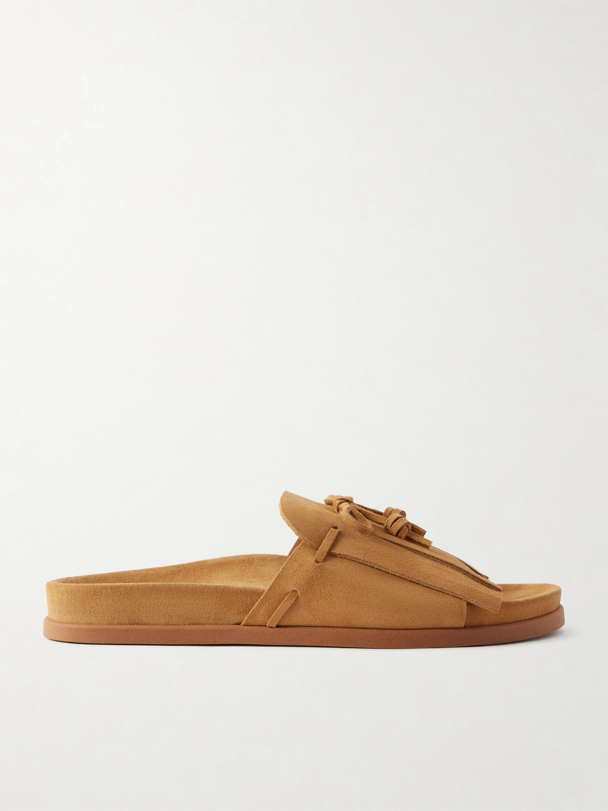 Ancient Greek Sandals Amfiliki Suede Slides In Brown