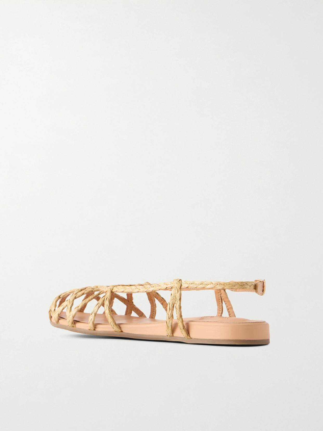 Kardia Leather-Trimmed Raffia Sandals