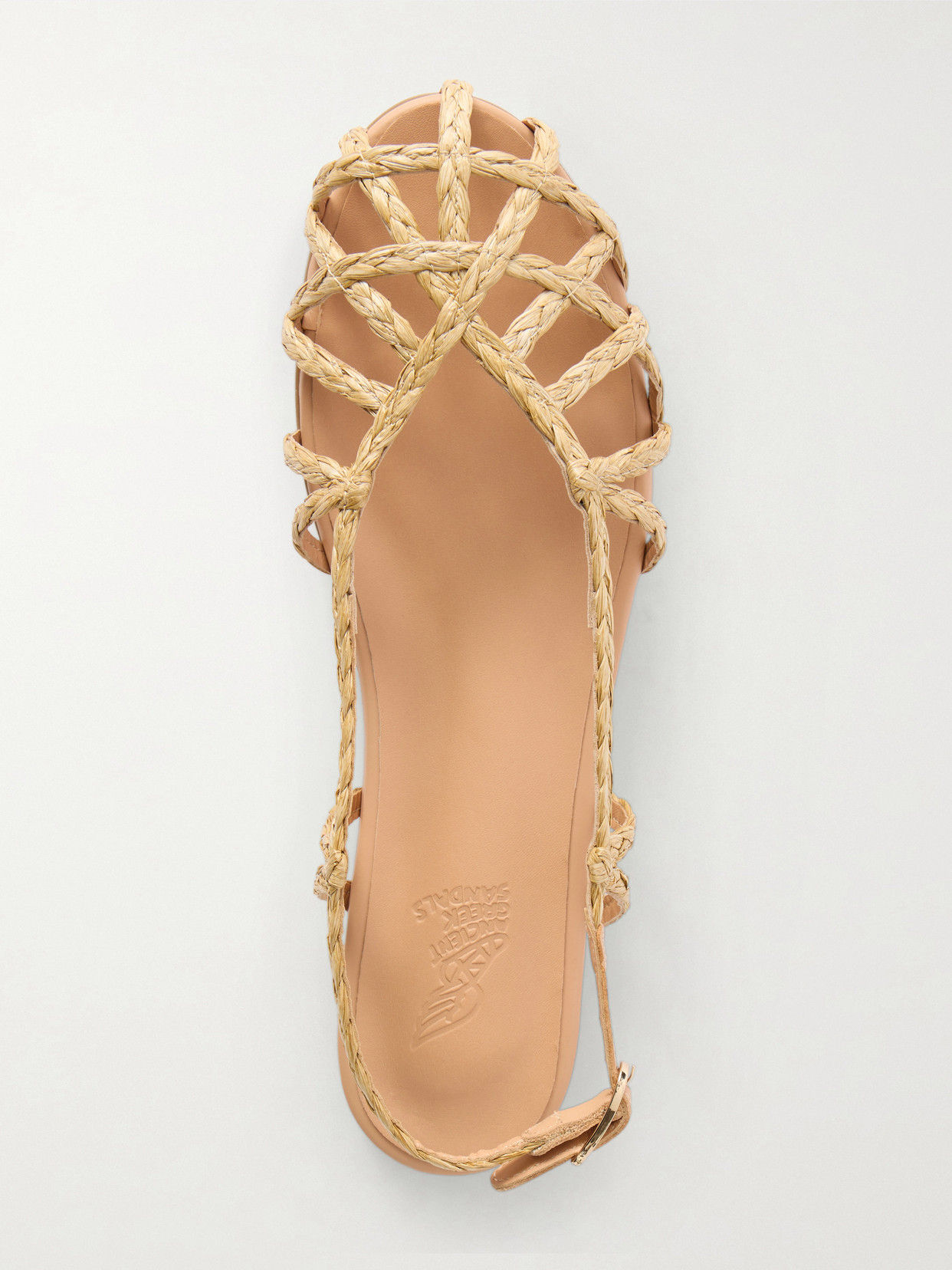 Kardia Leather-Trimmed Raffia Sandals