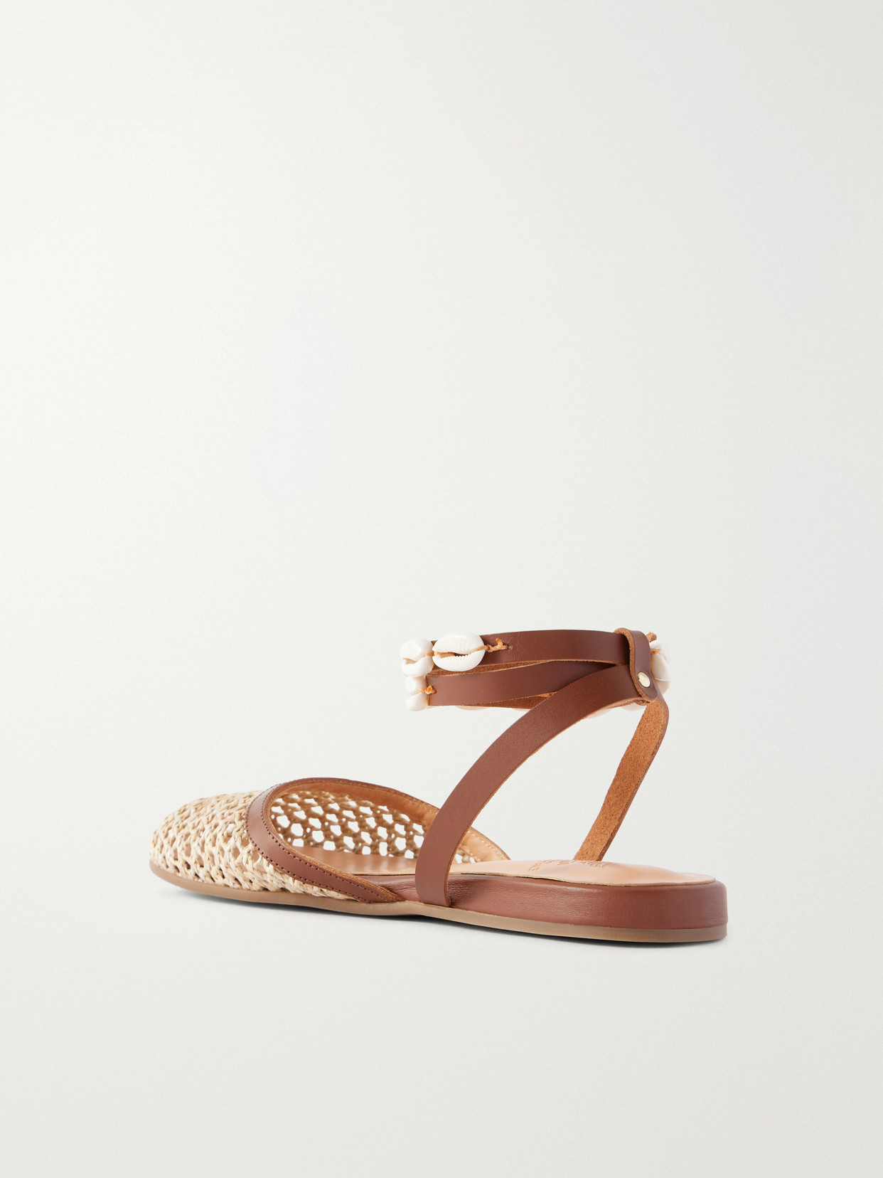 Filothea Embellished Leather-Trimmed Crocheted Sandals