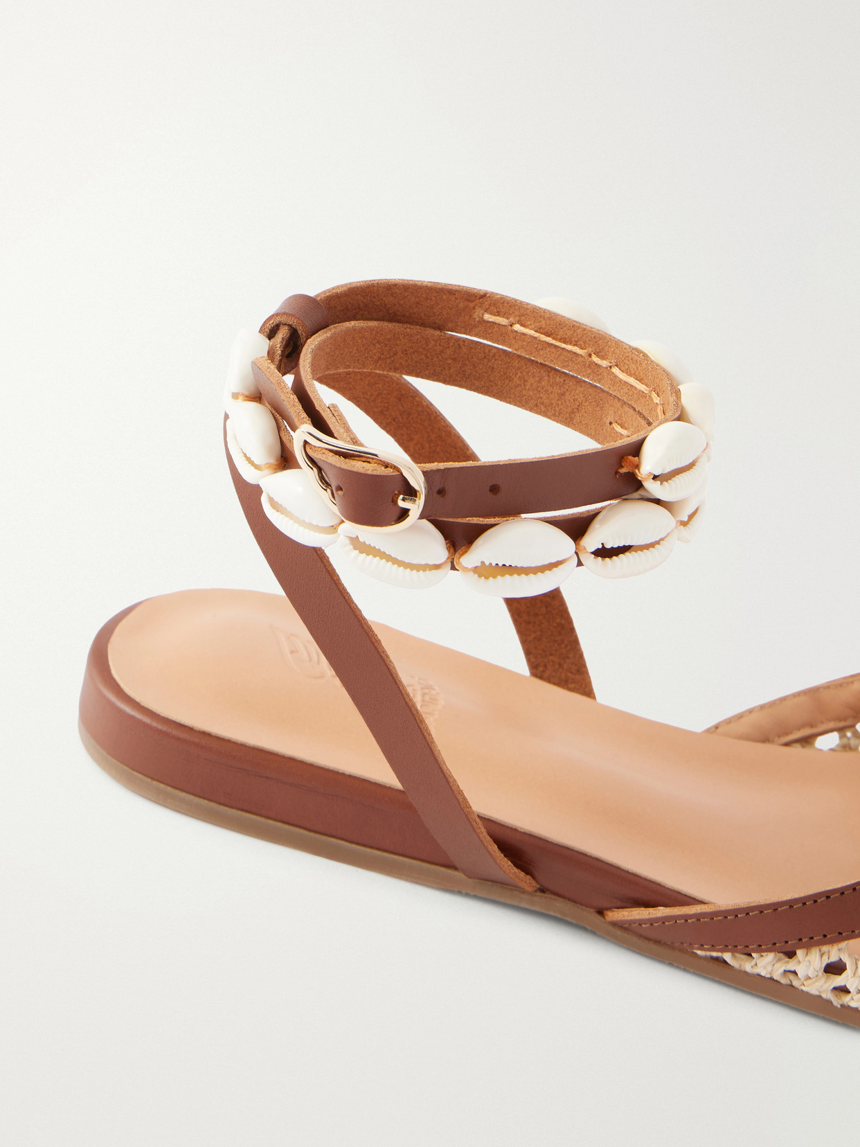 Filothea Embellished Leather-Trimmed Crocheted Sandals