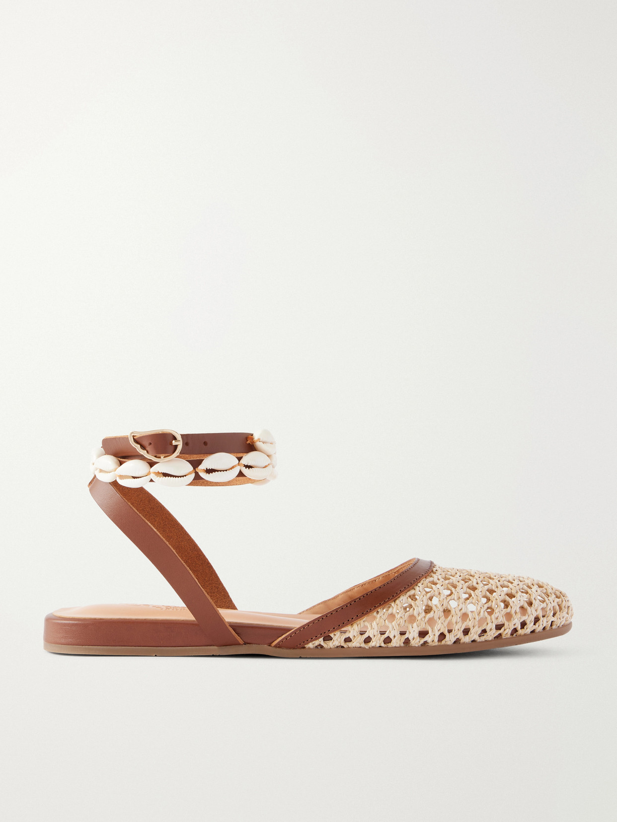 Filothea Embellished Leather-Trimmed Crocheted Sandals